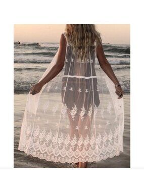 Spell VGUC Ophelia Cream Lace Duster Vest in Small